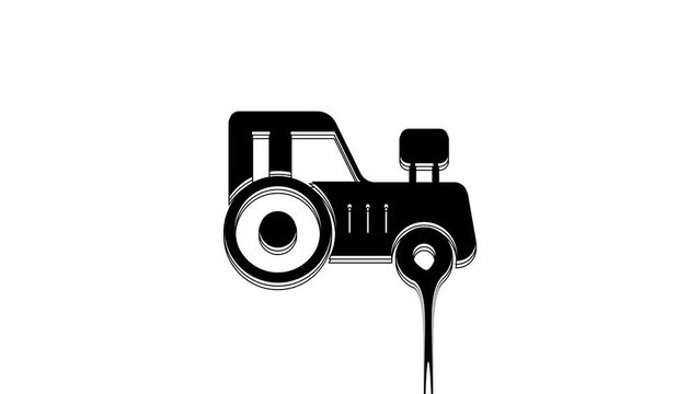 Black Tractor icon isolated on white background. 4K Video motion graphic animation
