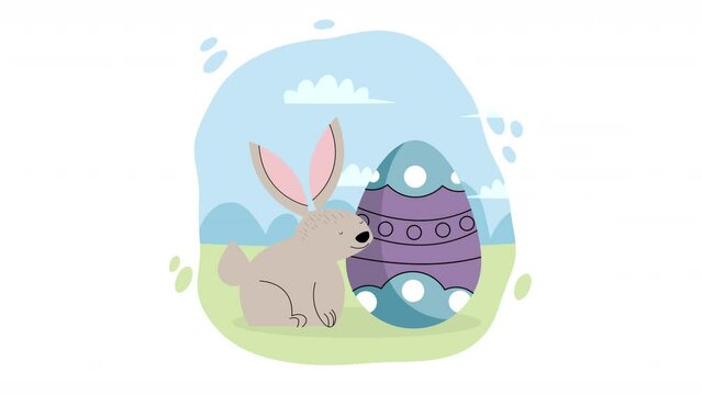 rabbit with spring egg painted animation