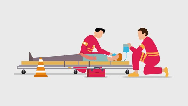 Paramedics and patient 2d animation in 4K UHD 3840x2160