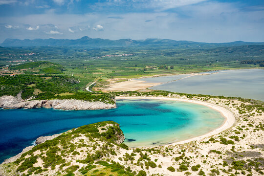Voidokilia beach, Greece. View from above