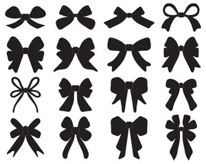 Black silhouettes of bow ties on a white background