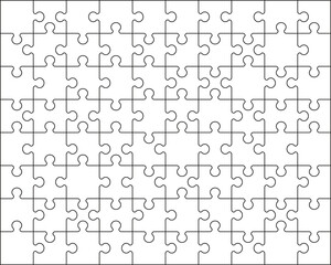 Illustration of big white puzzle, separate parts	