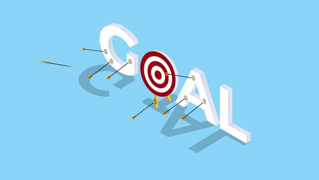 Miss target, goals vector success business strategy 3d animation in 4K UHD 3840x2160