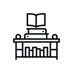 Black line icon for bibliography