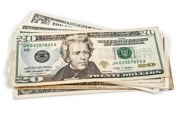 dollars isolated on white background. studio shot. cash money