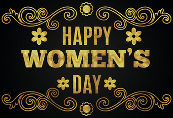 Happy women's day Golden calligraphy design banner