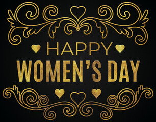 Happy women's day Golden calligraphy design banner