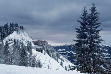 Fototapeta na wymiar Strasse in den Alpen