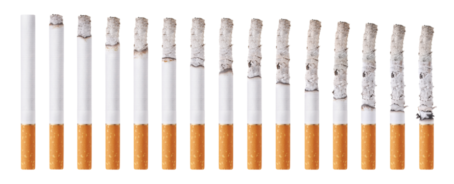 Cigarettes during different stages of burn isolated