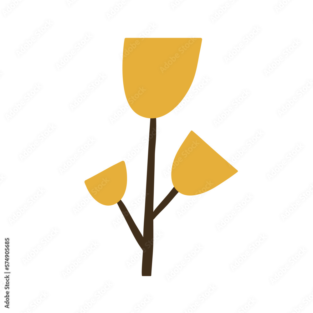 Aufkleber tree, abstract forest plant with trunk, branches, leaf crown. modern primitive botanical autumn clip