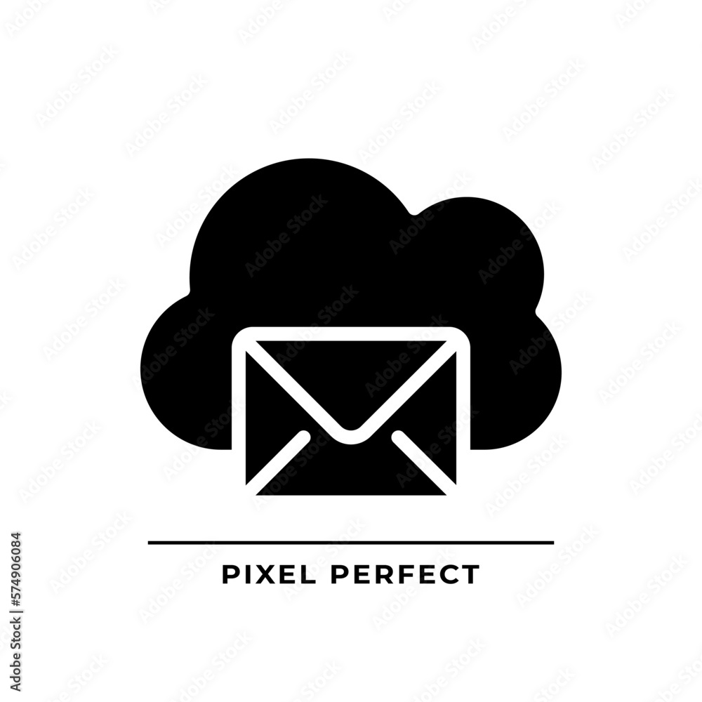 Poster cloud based email black glyph icon. online communication tools. computing network for interaction. s