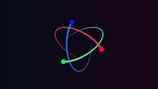 Physics educational atom icon animation. 