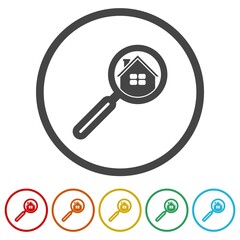 Home search logo icons in color circle buttons