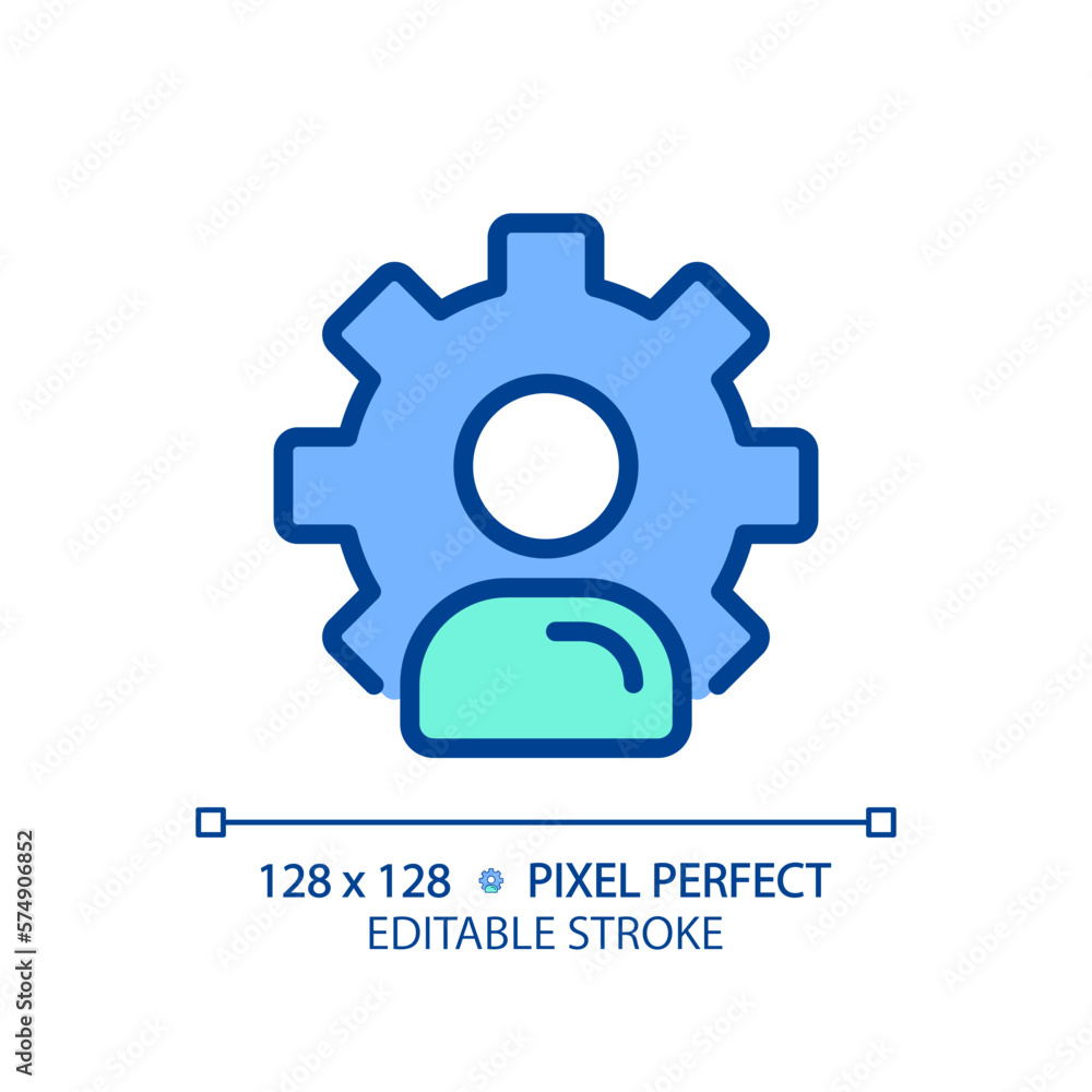 Poster account settings pixel perfect rgb color icon. social media profile. authorized user customization. 