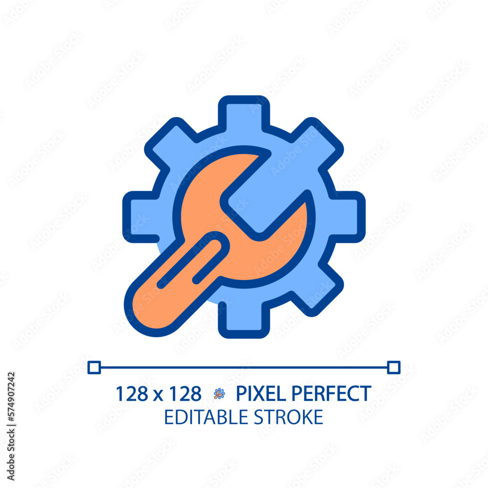 Poster setup pixel perfect rgb color icon. system settings. troubleshooting service. technical repair. auto
