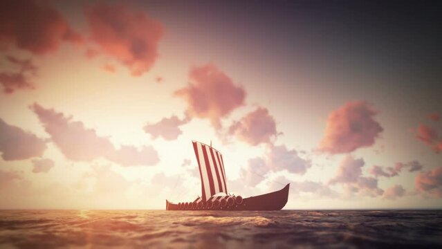 Viking Ship Drakkar 3D Video Animation