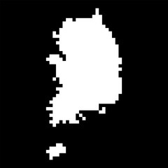 Obraz premium Pixel map of South Korea. Vector illustration.