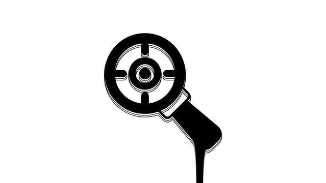 Black Target financial goal concept with magnifying glass icon isolated on white background. Symbolic goals achievement, success. 4K Video motion graphic animation