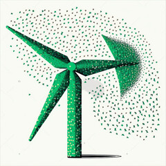 wind turbine on white background, Win turbine icon, green icon, eco friendly environmental icon technology symbol by Generative AI