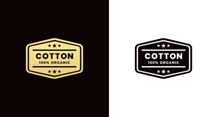 Classic 100% Cotton Label Vector or 100% Cotton Stamp on white and black background. 100% Cotton Label for marketing product. Simple 100% Cotton Seal vector for high quality product.