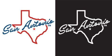 san antonio TX with statemap star with monotone and us flag tone red white blue patriot theme background for advertisement banner,brochure,website landingpage, notebook cover vector eps.