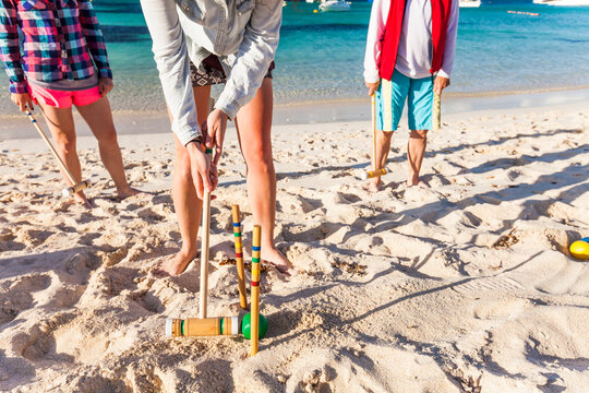 People playing croquet on beach,Â RottnestÂ Island, Perth, Western Australia, Australia