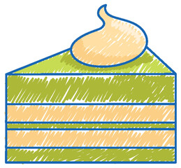 Cake in pencil colour sketch simple style