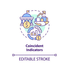 Coincident indicators concept icon. Type of economic analysis elements abstract idea thin line illustration. Isolated outline drawing. Editable stroke. Arial, Myriad Pro-Bold fonts use