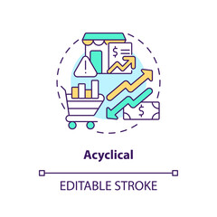 Acyclical concept icon. Independence from cycles. Attribute of economic indicators abstract idea thin line illustration. Isolated outline drawing. Editable stroke. Arial, Myriad Pro-Bold fonts used