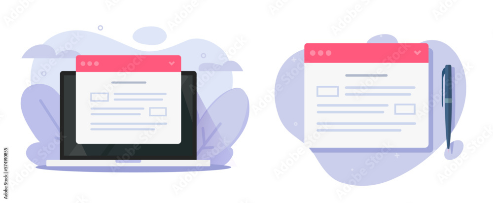 Poster application filling online digital electronic tax form on laptop computer and web internet page vect