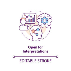 Open for interpretations concept icon. Economic indicators disadvantage abstract idea thin line illustration. Isolated outline drawing. Editable stroke. Arial, Myriad Pro-Bold fonts used