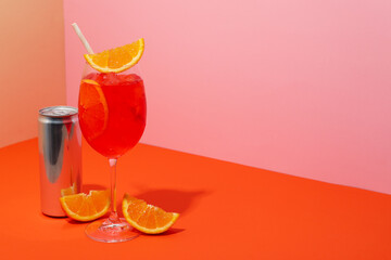 Aperol Spritz, delicious summer cocktail, space for text