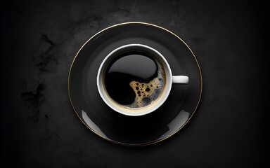 hot coffee in a cup for advertising, menus, websites, on a black background