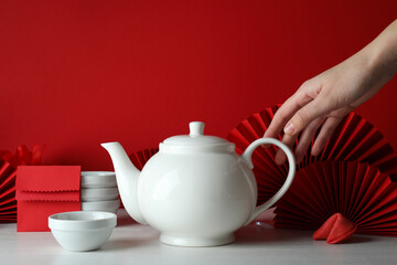 Concept of tea, asian tea, space for text