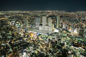 aerial photography, illumination, building, Japan,Night view,