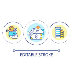 Employee wage growth loop concept icon. Corporate staff motivation. Financial motif abstract idea thin line illustration. Isolated outline drawing. Editable stroke. Arial font used