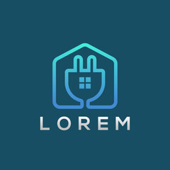 Plug Electricity and House Logo