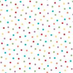 Sprinkle pattern. Vector colorful illustration. Seamless background of color dots. Confetti on cake symbol. Design for holiday, easter egg, birthday invitation card, poster, banner.