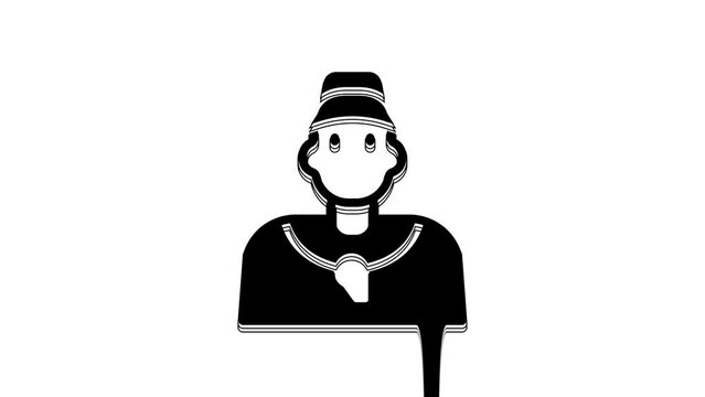 Black Baseball coach icon isolated on white background. 4K Video motion graphic animation