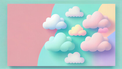 Fluffy clouds template landing page. Blank for text. 3d illustration background. AI Generative