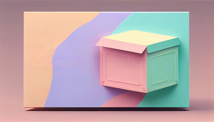 Template landing page with box. Blank for text. Delivery 3d illustration background. AI Generative