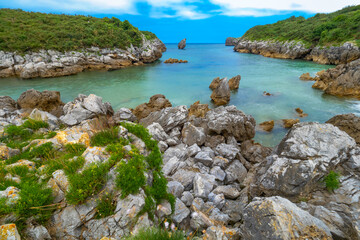 Beach of Buelna, Coastline and Cliffs, Cantabrian Sea, Buelna, Llanes, Asturias, Spain, Europe
