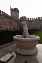 Fountain in the Courtyard of Castelvecchio Museum in Verona