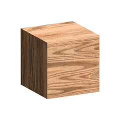 Wooden cube isolated on white background, 3d rendering, 3D vector illustration