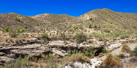 Fototapeta na wymiar Tabernas Desert Nature Reserve, Special Protection Area, Hot Desert Climate Region, Tabernas, Almería, Andalucía, Spain, Europe