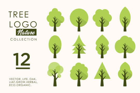 Tree logo icon set design. Garden plant natural symbols template.Vector illustration.