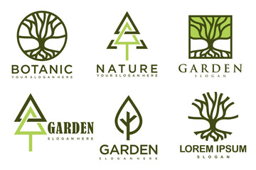 Obraz premium Tree logo icon set design. Garden plant natural symbols template.Vector illustration.