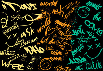 hand drawn pattern street art graffiti t shirt design fabrics, Street art graffiti urban theme for prints, patterns, banners, and textiles in vector format.