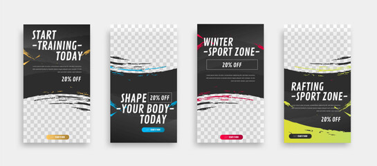 post and story fitness training social media template. social banner for promotion your product. banner square background illustration