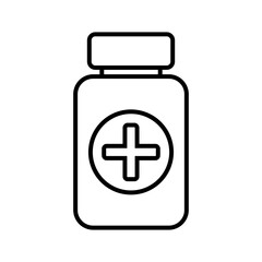 Medicine bottle icon. Black and white icon. Vector illustration.